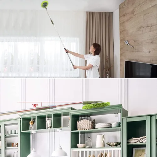 Miniatura 6 de Limpiador de Pared, Trapeador de Pared de Máximo 66'' con Mango Largo, Trapeador de Polvo para Techo con Poste de Extensión de Codo Ahorrador