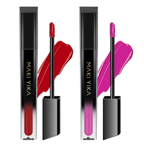 Miniatura 49 de MAKI YIKA Lápiz labial rojo burdeos para mujer, pintalabios de larga duración, sin manchas, mate, líquido, a prueba de transferencia, sin crueldad