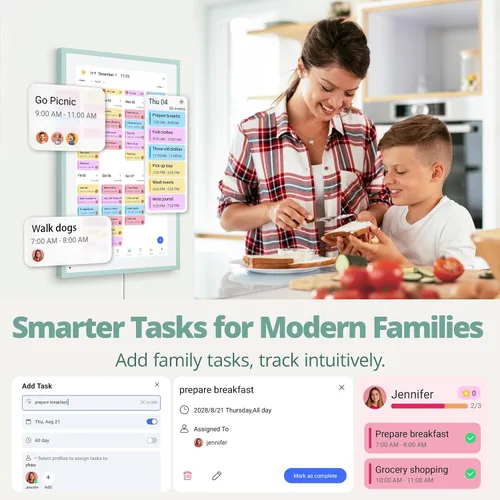Miniatura 3 de Dragon Touch Calendario digital de 15.6 pulgadas y tabla de tareas, planificador familiar inteligente con pantalla táctil interactiva, marco