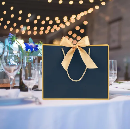 Miniatura 7 de Silkfly Bolsas de regalo de agradecimiento con asa de 12 x 10 x 4 pulgadas, elegante bolsa de regalo de bienvenida con lazo para boda, graduación