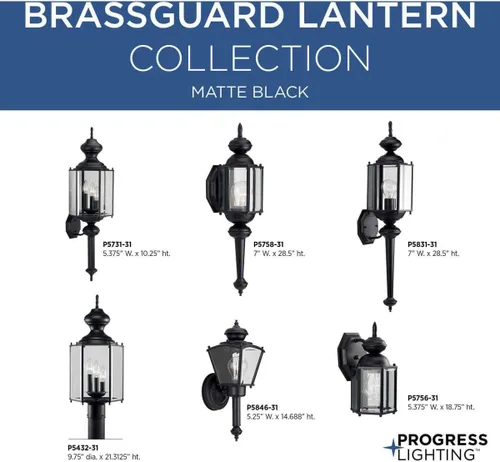Miniatura 2 de Progress Lighting P5731-31 BrassGUARD - Linterna para exteriores, 33.25 x 9.50 x 9.75, color negro