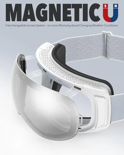 Miniatura 2 de findway Gafas de esquí OTG para mujeres, hombres, adultos, jóvenes - Sobre gafas, gafas de nieve - Lente intercambiable, gafas de snowboard antivaho