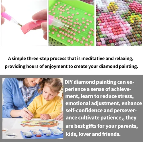 Miniatura 7 de Diymood Kit de pintura de arte de diamante 5D para adultos, flor de arte de diamante, manualidades redondas de taladro completo, imagen de mosaico