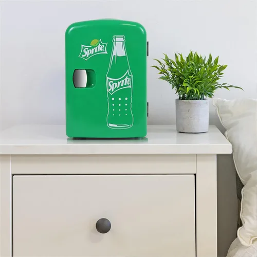 Sprite Mini Nevera - Refrigerador para Dormitorio Oficina Enfriador Portátil de Bebidas, 12V 110V Para Bebidas, Refrescos, Vinos, Uso en Carro,