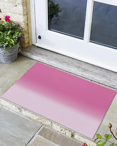 Tapete para puerta delantera, antideslizante, absorbente, para entrada, para interiores y exteriores, tapete pequeño con patrón degradado rosa