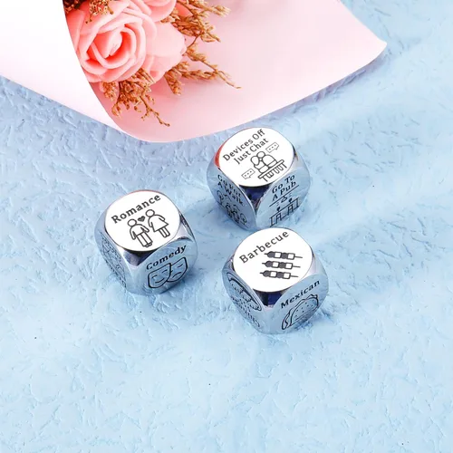 Miniatura 2 de 3 piezas de regalos de noche de cita de aniversario para parejas, dados de comida para él, ella, regalos para novio, novia, relleno de calcetines
