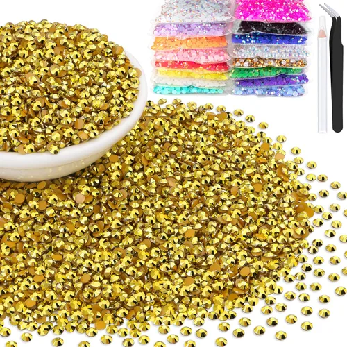 Miniatura 18 de 15000 diamantes de imitación de resina de 0.079 pulgadas a granel, diamantes de imitación de gelatina redondos negros con parte trasera plana, gemas
