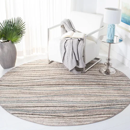 Miniatura 12 de SAFAVIEH Amsterdam Collection AMS111A - Alfombra para pasillo, 2 pies 3 pulgadas x 8 pies, color crema y beige, diseño moderno de ondas a rayas,