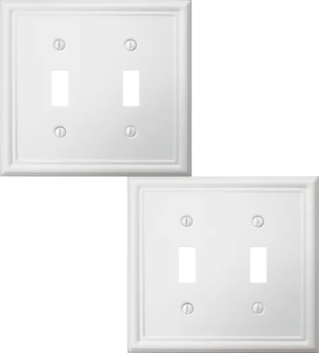 Miniatura 21 de OKAWYC Cubierta de Interruptor de Luz Triple Toggle Luca Placa de Pared Metálica, Paquete de 2 Blanco 3 Gang, Cubierta de Interruptor de Luz Placa