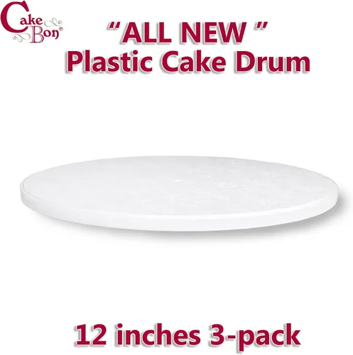 Miniatura 2 de Cakebon Tableros para tartas de plástico, tambores blancos de 8 pulgadas, paquete de 1 unidad, redondo profesional para tartas