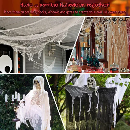 Miniatura 7 de Legigo Paquete de 6 paños espeluznantes de Halloween (30 x 72 pulgadas), gasa espeluznante para fiesta de Halloween, suministros de fiesta