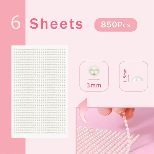 Miniatura 3 de MYDBUYSOME 5100 PIEZAS Adhesivos de Perla - Perlas Autoadhesivas para Peinado, Cara, Maquillaje, Ojos, Uñas, Manualidades, Gemas Adhesivas