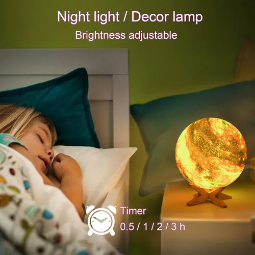 Miniatura 2 de Lámpara de luna de 4.3'' para niños, luz nocturna, lámpara de galaxia, 16 colores, luz LED con control táctil y remoto, lámpara de mesita de noche