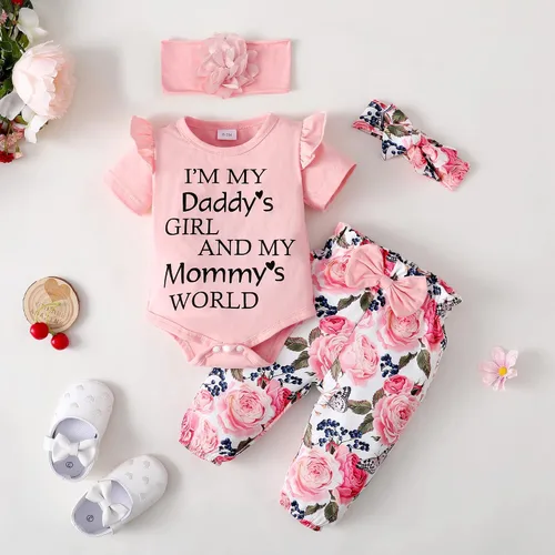 Miniatura 21 de SUNNY PIGGY Ropa para bebé recién nacida, con volantes, mameluco de algodón floral, conjunto de pantalones de algodón para niñas