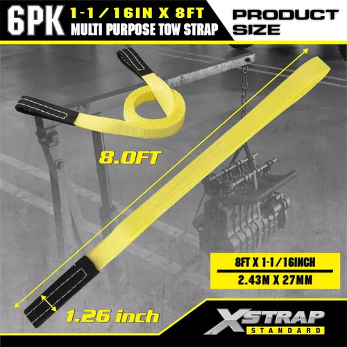Miniatura 8 de XSTRAP STANDARD 2PK 1-3/4''x 8 pies de correas de remolque con extremos en bucle, eslinga de elevación con correa de tela
