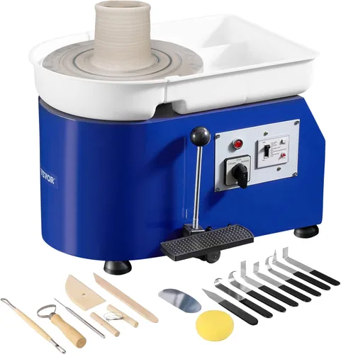 Miniatura 10 de VEVOR Rueda de Alfarería de 11 pulgadas para Adultos Principiantes, Máquina Formadora de Rueda Cerámica de 450W con Pantalla Táctil LCD, Mango