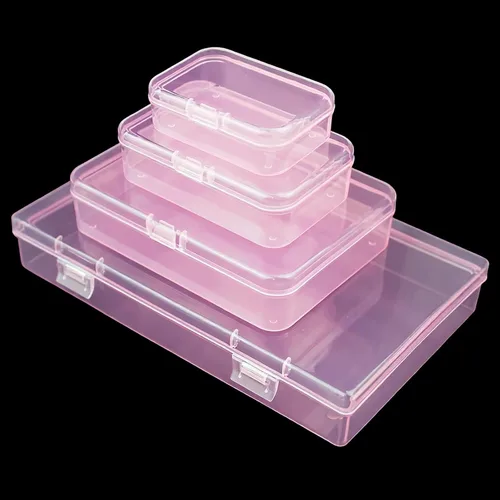 Miniatura 6 de Goodma Caja de almacenamiento de plástico rectangular de 36 piezas, color rosa Tamaños mixtos, tapas con bisagras, para objetos pequeños
