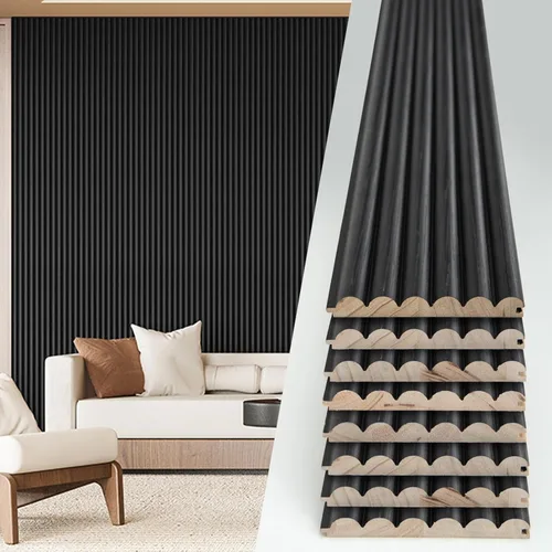 Miniatura 28 de Art3d Paneles de pared de madera de listones para decoración de interiores y techos, paquete de 4 piezas + 1 moldura final, tamaño 108 x 5.7 Roble