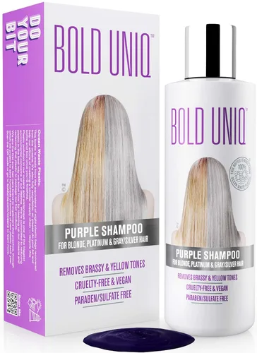 Miniatura 3 de BOLD UNIQ Spray protector de calor para cabello y champú morado. Protector térmico de hasta 450ºF. Elimina los tonos cobrizos de rubio, platino