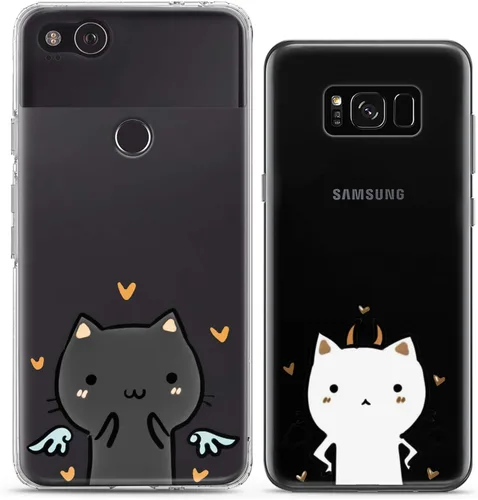 Miniatura 6 de Fundas a juego para parejas compatibles con iPhone 16 15 14 13 12 11 Pro Max Mini Xs X 6s 8 Plus 7+ Xr 10 SE 5 Girlfriend Cat Silicone Pair Cover