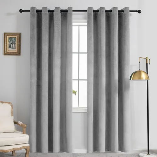 Miniatura 13 de VANASEE Cortinas de terciopelo gris oscuro para dormitorio, 63 pulgadas de largo, cortinas opacas para oscurecer la habitación, cortinas