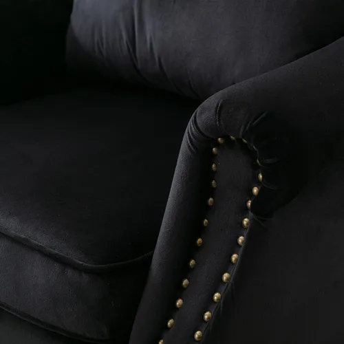 Miniatura 6 de CHAIRUS - Silla decorativa moderna de mediados de siglo con respaldo de canal, cómoda silla de sofá individual, silla con reposabrazos y almohada
