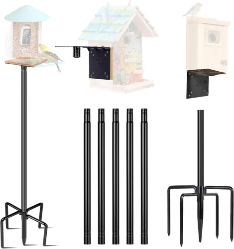 Miniatura 7 de Poste para Comedero de Pájaros para Exterior, 1 Paquete de 109 Pulgadas de Poste para Nido de Pájaros para Exterior de Alta Resistencia, Soporte