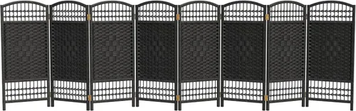 Miniatura 12 de Red Lantern Pantalla plegable de tejido de fibra corta de 3 pies - Negro - 4 paneles