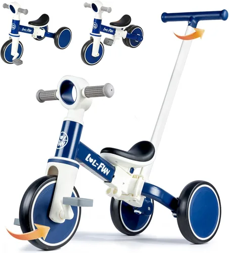 LOL-FUN Triciclos 5 en 1 para Niños Pequeños de 1-3 Años Niños Niñas Juguete con Mango de Empuje y Dirección para Padres, Bicicleta de Equilibrio