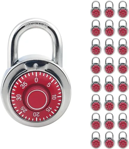Miniatura 9 de Candados de combinación con cuerpo de metal, uso en interiores para taquillas de gimnasio y casillero escolar, Rojo, paquete de 1