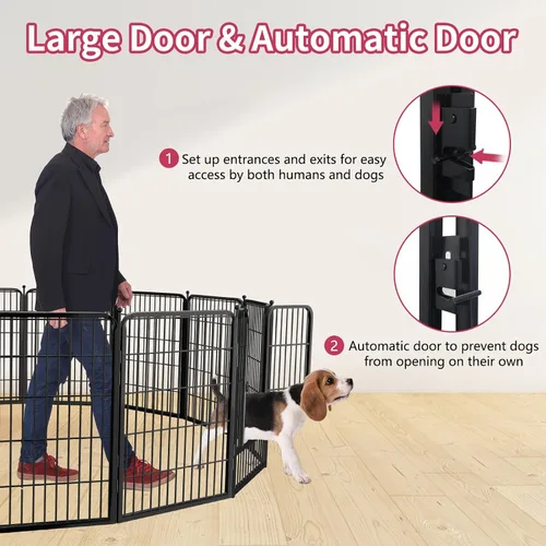 Miniatura 4 de Corralito para perros para interiores, valla portátil para perros de 32 pulgadas de altura, 10 paneles para mascotas, corral exterior para patio