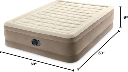 Miniatura 10 de Intex Dura Beam - Colchón inflable de lujo ultra afelpado de 18 pulgadas, cama Queen con construcción Fiber Tech y bomba integrada, color beige