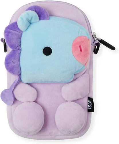 BT21 Baby Series MANG - Monedero de felpa con cordón, para maquillaje, artículos de tocador, cartera con cordón, color morado claro
