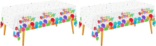 Miniatura 19 de Gatherfun Mantel desechable de cumpleaños, funda de mesa de plástico para fiesta de cumpleaños de niños, 54 x 108 pulgadas, 3