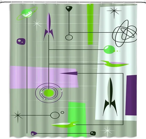 Miniatura 8 de Cortina de ducha geométrica, negro, gris, rojo, blanco, geometría abstracta, azulejos de moda, patrón sin costuras, tela de diseño moderno, juego