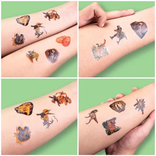 Miniatura 6 de 120 tatuajes temporales precortados de dinosaurio 3D divertidos para niños Recuerdos de fiesta de cumpleaños temáticos súper lindos, suministros