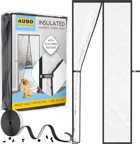 Miniatura 17 de AUGO - Puerta de malla de fibra de vidrio magnética - Autoadhesiva, resistente, partición de malla manos libres que mantiene alejados los insectos