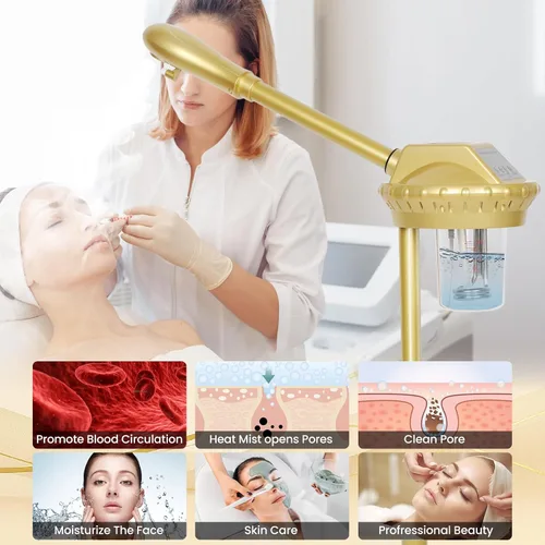 Miniatura 3 de Vaporizador Facial Profesional con Más Vapor para Limpieza Profunda e Hidratación, Vaporizador para Esteticistas sobre Ruedas con Configuración