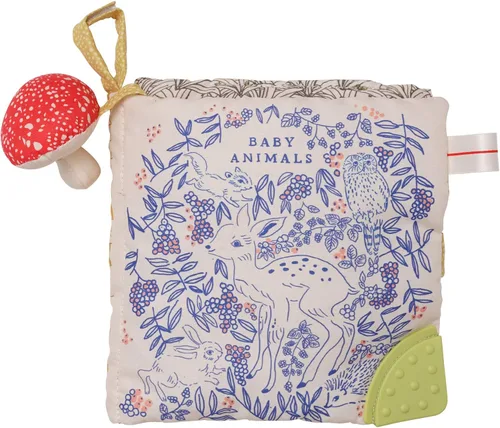 Manhattan Toy Libro suave con páginas arrugadas y libro de actividades para ciervos para bebé, niño pequeño con chirriador, espejo de descubrimiento