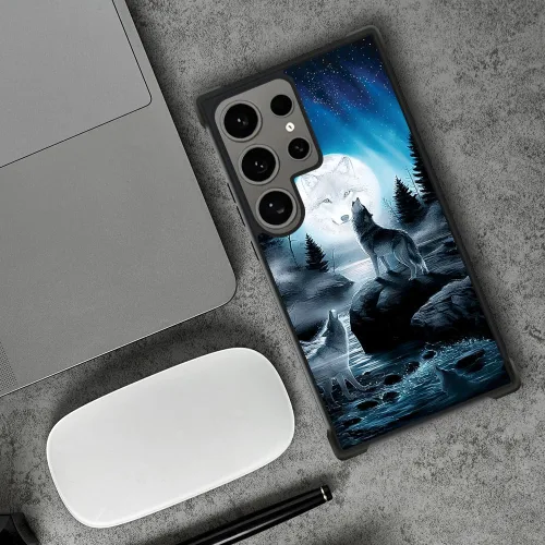 Miniatura 387 de CARLOCA Funda compatible con Samsung Galaxy S22 Ultra, diseño gráfico de Star Howling Wolfs Samsung Galaxy S22 Ultra, diseño gráfico, a prueba