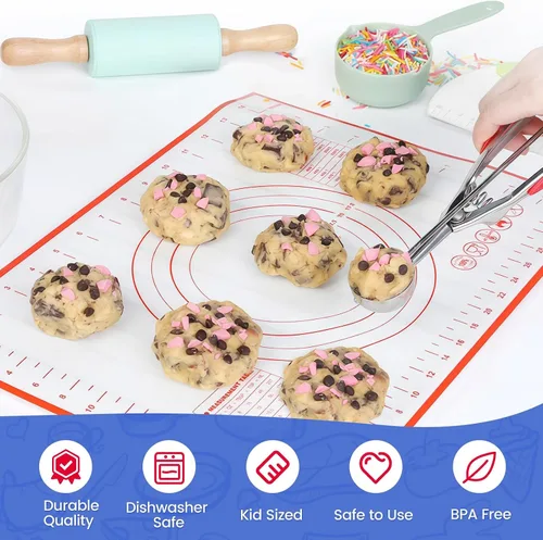 Miniatura 5 de Vinino Juego de 11 piezas para hornear y cocinar para niños, utensilios de hornear reales con libros de cocina para niños, accesorios de cocina