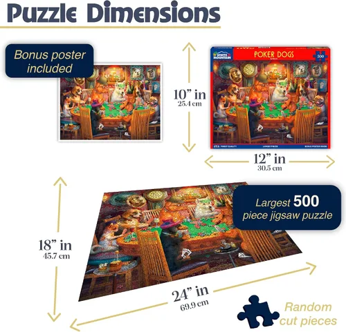 Miniatura 2 de White Mountain Rompecabezas de 500 piezas divertido de animales con piezas grandes, regalo para adultos y familia de 18 x 24 pulgadas, perros