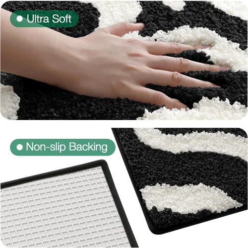 Miniatura 6 de LUMI Alfombra de baño antideslizante estética moderna, ultra suave, absorbente, lavable, de secado rápido, alfombras de piso de alta calidad