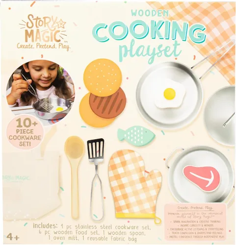 Miniatura 4 de Story Magic Juego de cocina de madera, juego de cocina de madera para niños de más de 4 años