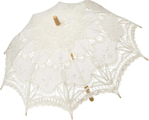 BABEYOND Paraguas de encaje con sombrilla, paraguas vintage de boda para decoración de fotos, disfraz de dama de los años 20 (albaricoque)
