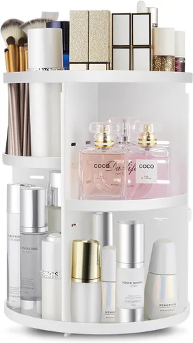 Miniatura 9 de Seinlife - Organizador de maquillaje giratorio de 360 grados, soporte giratorio ajustable para automaquillaje, exhibidor plegable de almacenamiento