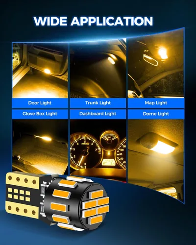 Miniatura 2 de Marsauto - Bombillas LED 194 amarillo ámbar para luz interior, mapa, 168 2825 W5W T10, para repuesto, superbrillantes, para auto, luz de cortesía