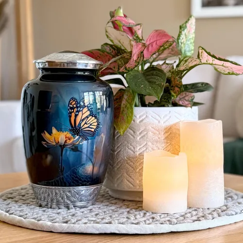 Miniatura 5 de Urna de mariposa para cenizas humanas Gran memorial funerario hecho a mano Urna decorativa de cremación para mujeres y hombres
