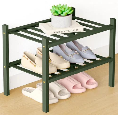 Miniatura 71 de Smiry Zapatero de bambú para clóset, organizador de zapatos apilable de 4 niveles largo de madera, estante de almacenamiento de zapatos Negro