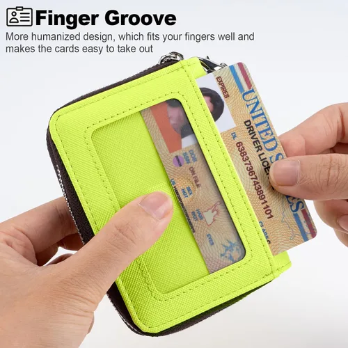 Miniatura 2 de Mayski - Cartera para tarjetas de crédito con cremallera para mujeres, tarjetero pequeño de acordeón, llavero, tarjetero para tarjetas de Manzana